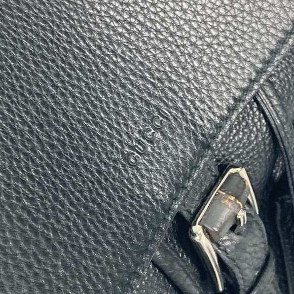 GUCCI Black Leather Bamboo Backpack - Picture 10 of 16